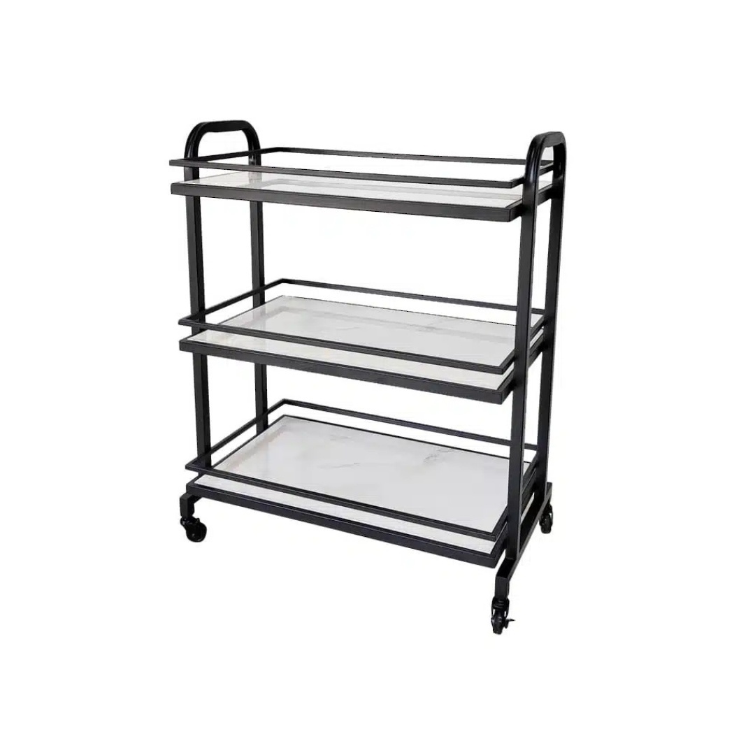 Samui Bar Cart - Black and White Marble image 1